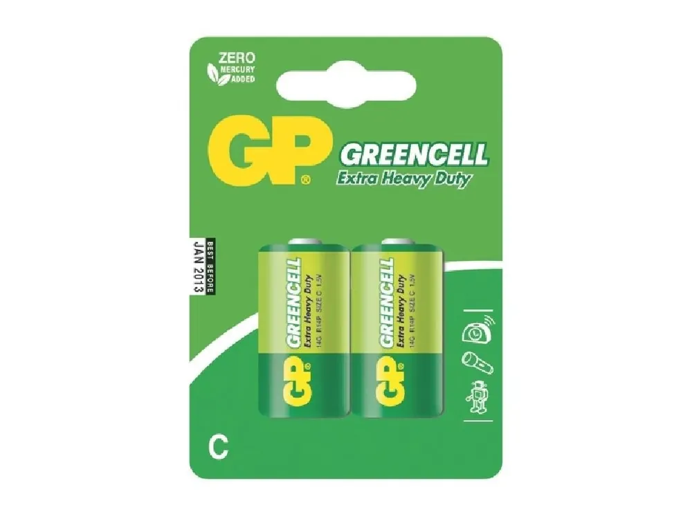Baterie zinkochloridová GP Greencell C, R14 (2ks) Objednat Nyní