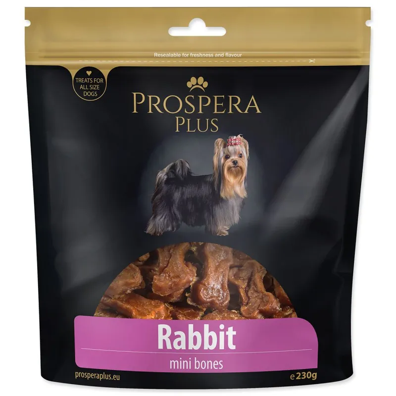 Pochoutka PROSPERA Plus mini kosti z králíčího masa (230g) Finální Výprodej