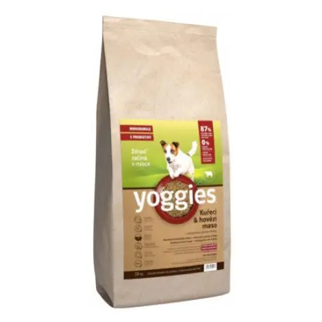 2 kg MINIGRANULE Yoggies, kuřecí a hovězí maso, granule lisované za studena Nakupujte Hned