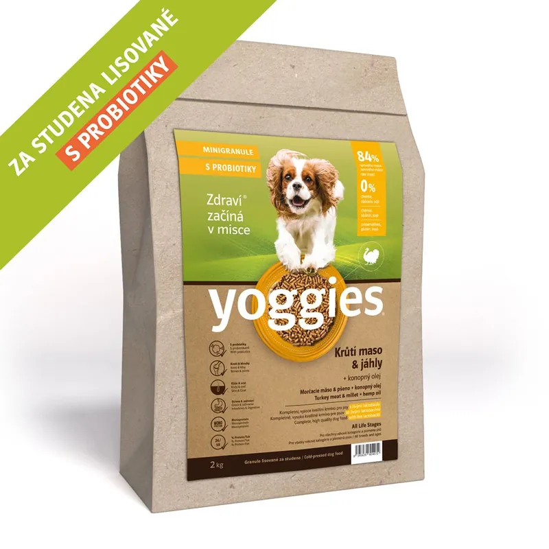 2kg Yoggies Krůtí maso&jáhly, minigranule lisované za studena s probiotiky Sezónní Sleva