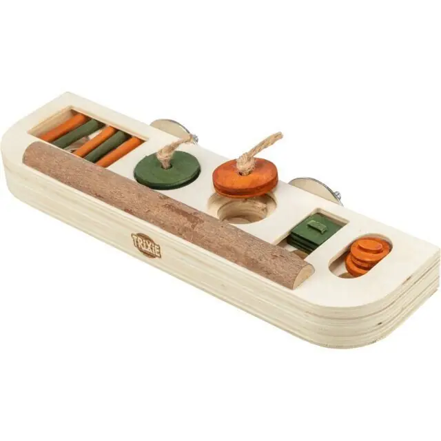 Bezpečná Platba Aktivity hrací tác na pamlsky pro ptáky, 25 x 4 x 9 cm, dřevo