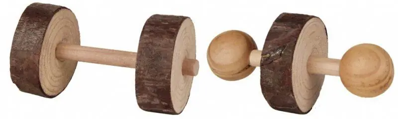 Dřevěné činky pro hlodavce 4,5x9 cm (2 ks) Finální Výprodej