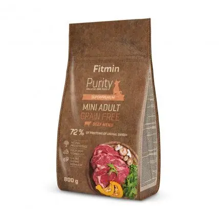 Fitmin Purity Adult Mini Beef Grain Free kompletní krmivo pro psy 0,8 kg Ověřený