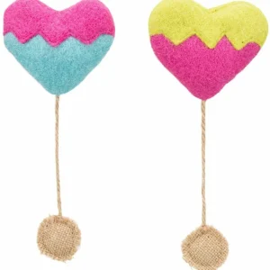 Cenový Hit HEART - srdce, šustící hračka pro kočky s katnipem, 8 cm/18 cm, plsť/juta