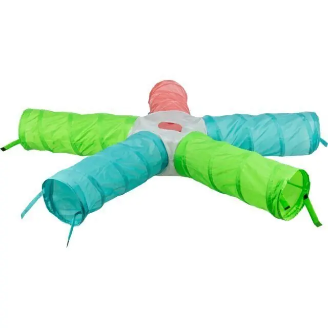Značkový Hrací tunel HVĚZDA pro králíčky, morčata, 5 × ø 18 cm/47 cm, 6 východů, polyester