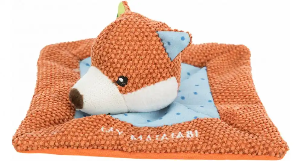 Super Cena JUNIOR snuggler - plyšový mazlíček, čtverec s liščí hlavou 13 x 13 cm