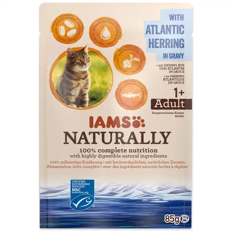 Novinka Kapsička IAMS Cat Naturally with Atlantic Herring in Gravy 85g