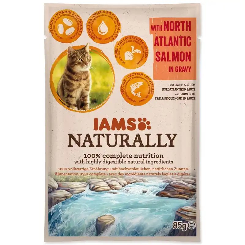 Značkový Kapsička IAMS Cat Naturally with North Atlantic Salmon in Gravy 85g