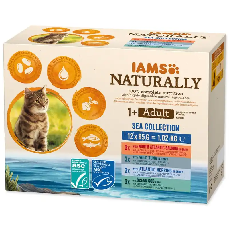 Originální Kapsičky IAMS Cat Naturally mořské maso v omáčce multipack 1020g