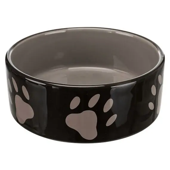 Oblíbený Keramická miska 0,8l/16cm - hnědá/tmavě šedá + motiv tlapky