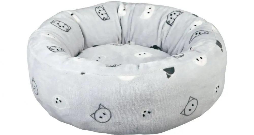Kulatý pelíšek MIMI 50 cm světle šedá, motiv kočičí hlavy Top Prodej