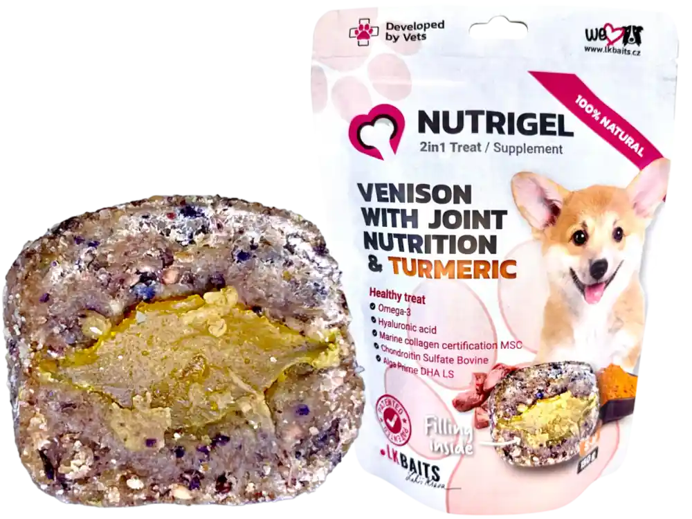 LK Baits Pet Nutrigel Dog, Divočina s Kloubní Výživou a Kurkumou,S-M,150g Horká Nabídka