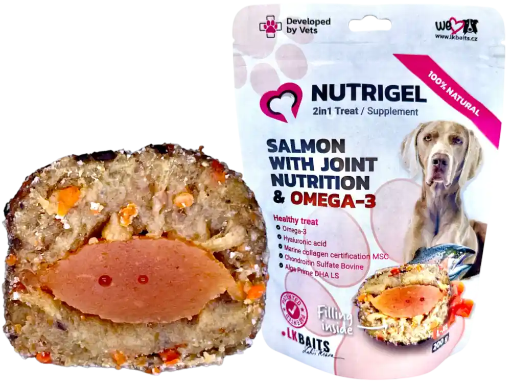 Poslední Šance LK Baits Pet Nutrigel Dog,Losos s Kloubní Výživou a OMEGA-3, L-XL, 200g