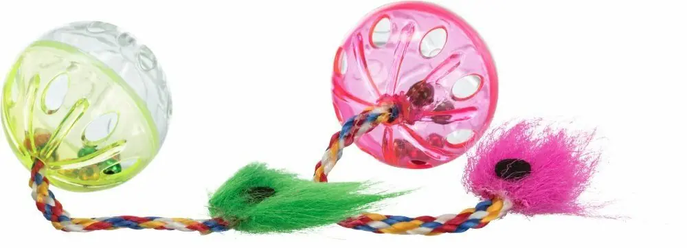 Nová Kolekce Míček chrastící s ocáskem 4 cm (2 ks)