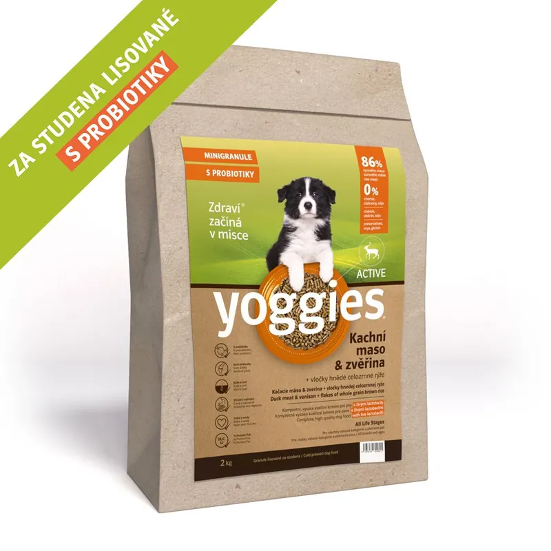 Nejlepší Volba MINIGRANULE Yoggies Active 2 kg, kachna a zvěřina, granule lisované za studena