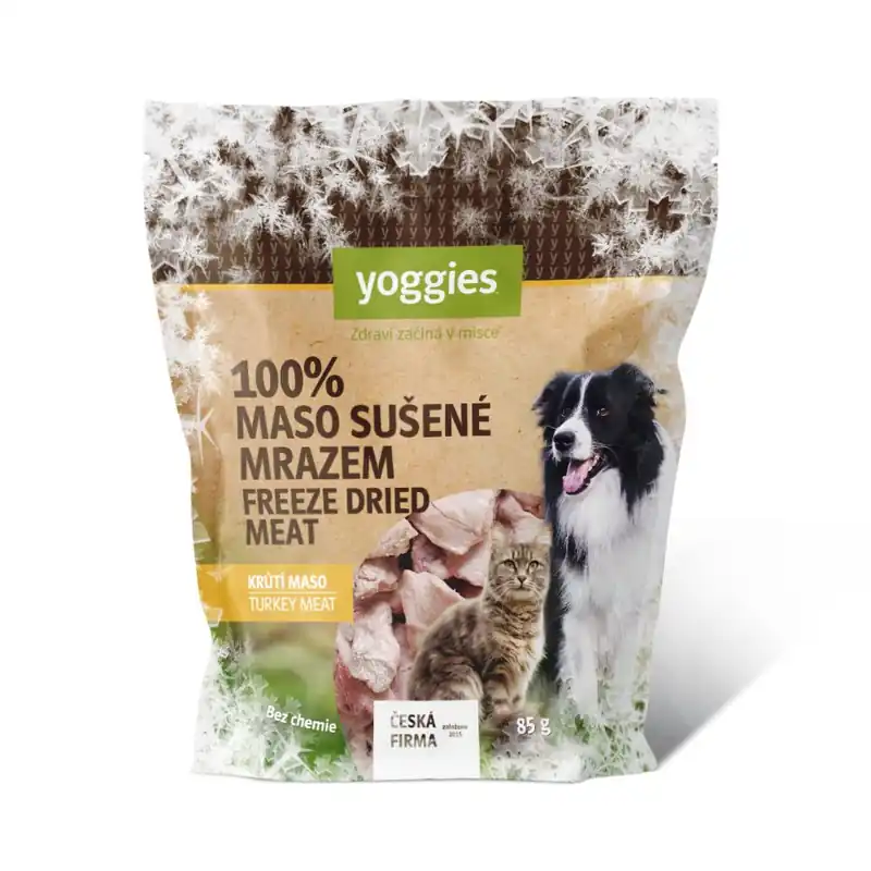 Mrazem sušené (lyofilizované) krůtí maso Yoggies 85 g Pamlsek pro psy a kočky Cenová Bomba