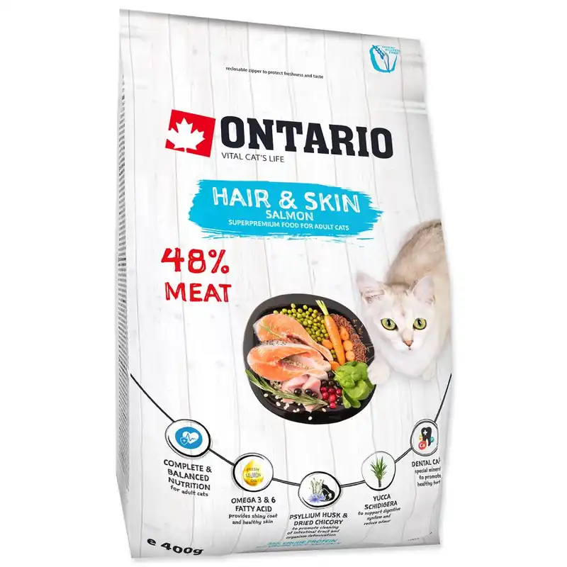 Akční Nabídka ONTARIO Cat Hair & Skin 0.4kg