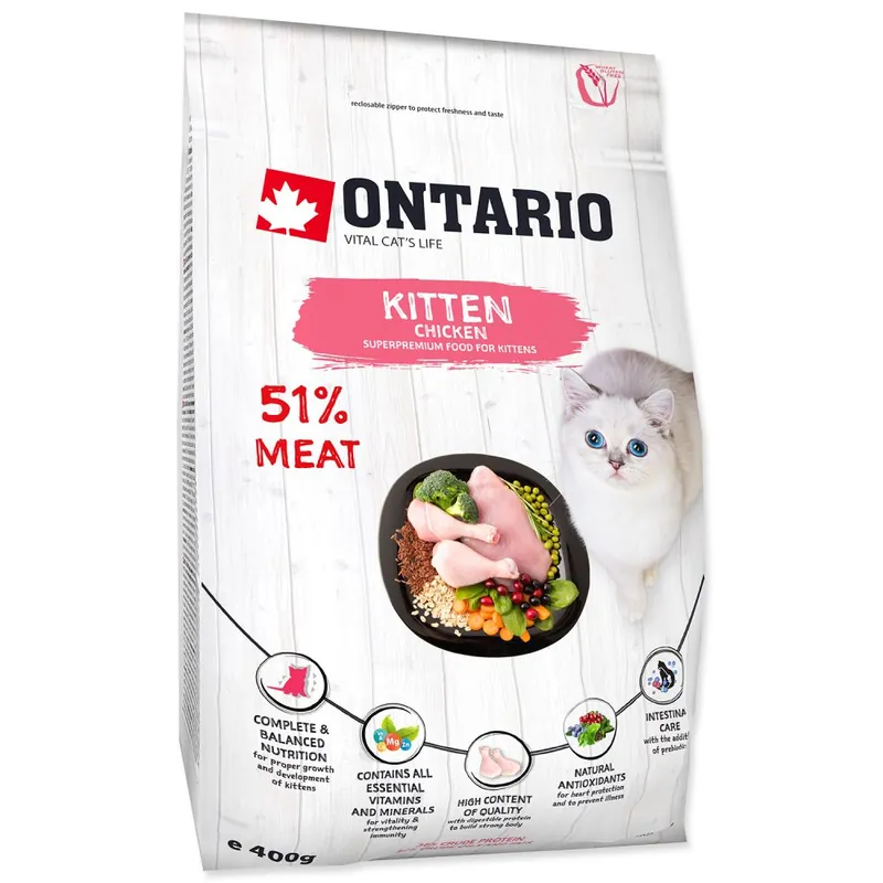 ONTARIO Kitten Chicken 6.5kg Zlevněný