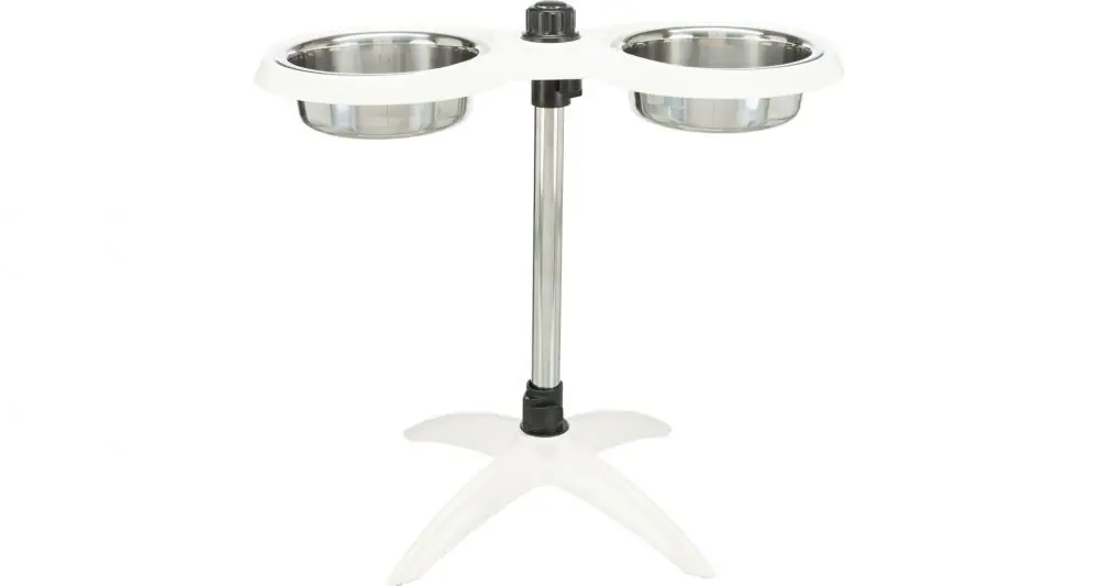 Psí bar, nastavitelný do 54cm, melamin/nerez. misky 2x 1.6l/ø21 cm, bílá Nejprodávanější