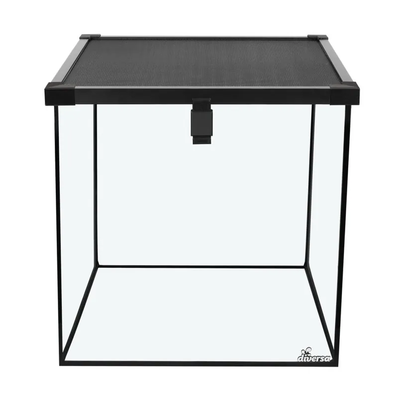 Terarium skleněné s černou síťkou 30 x 30 x 30 cm výška, vrchní otvítrání Sezónní Sleva