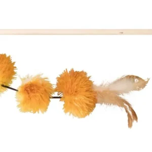 Top Prodej Vábnička/prut s pompon míčky a peřím, 40cm