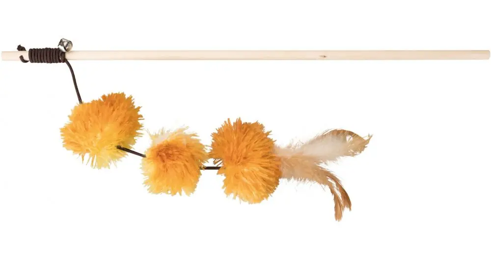 Top Prodej Vábnička/prut s pompon míčky a peřím, 40cm