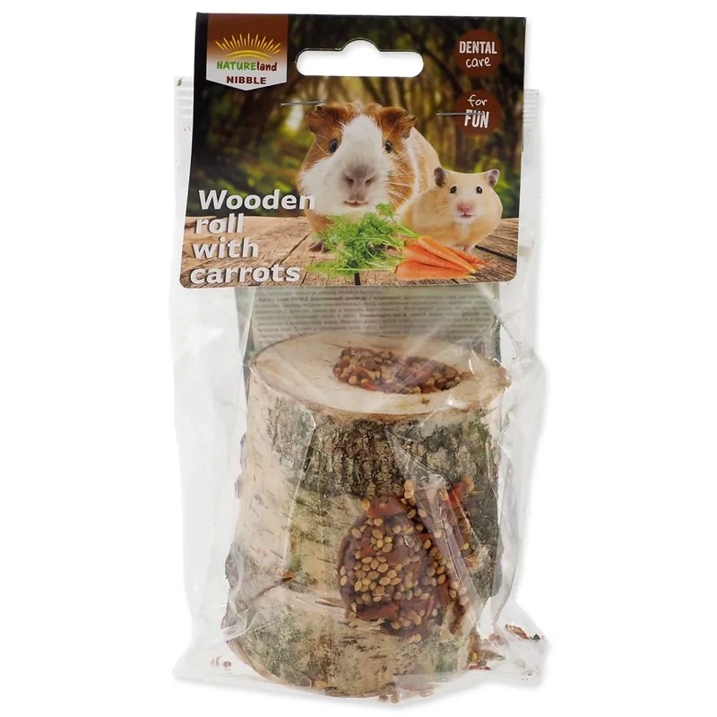Válec NATURE LAND Nibble s mrkví dřevěný (150g) Cenový Hit