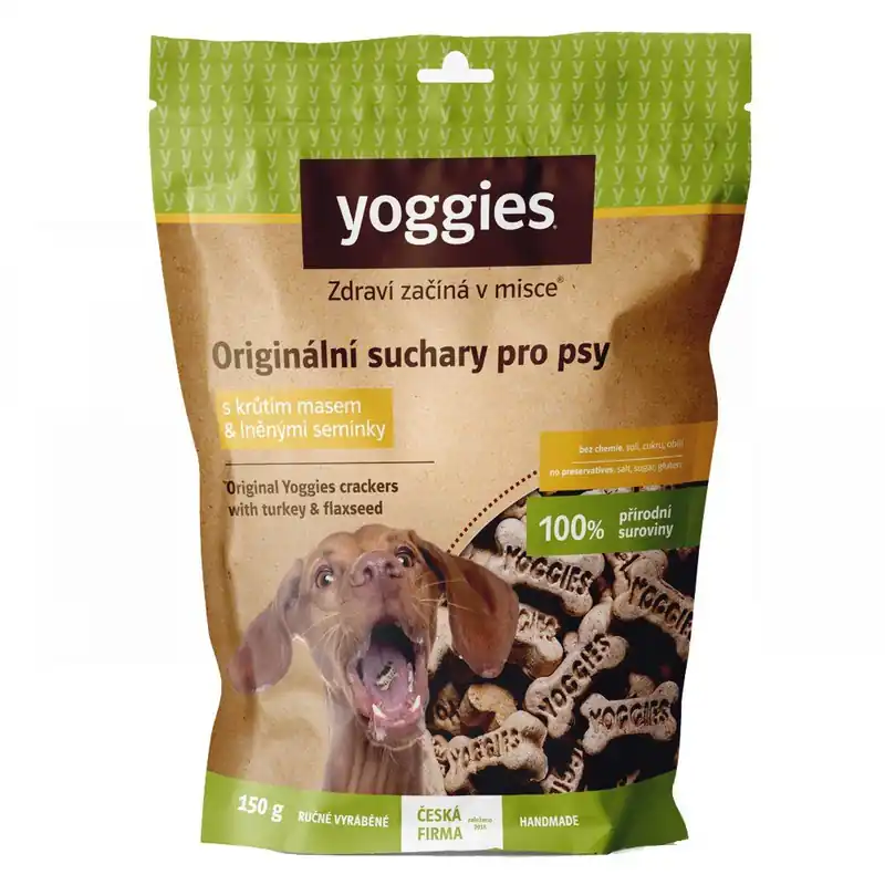 Víkendová Akce Yoggies bezlepkové suchary pro psy s krůtím masem a lněným semínkem 150g