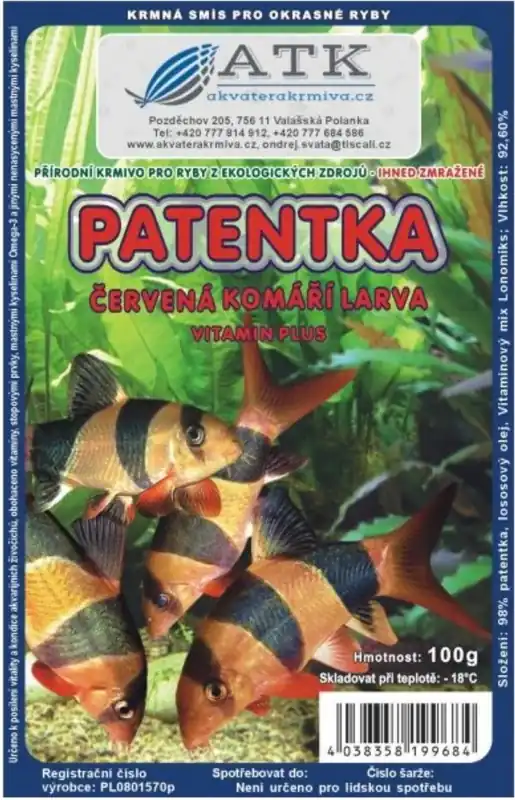 Dokud Zásoby Vydrží Mražené krmivo Patentka - komáří larvy červené 100g - BLISTR