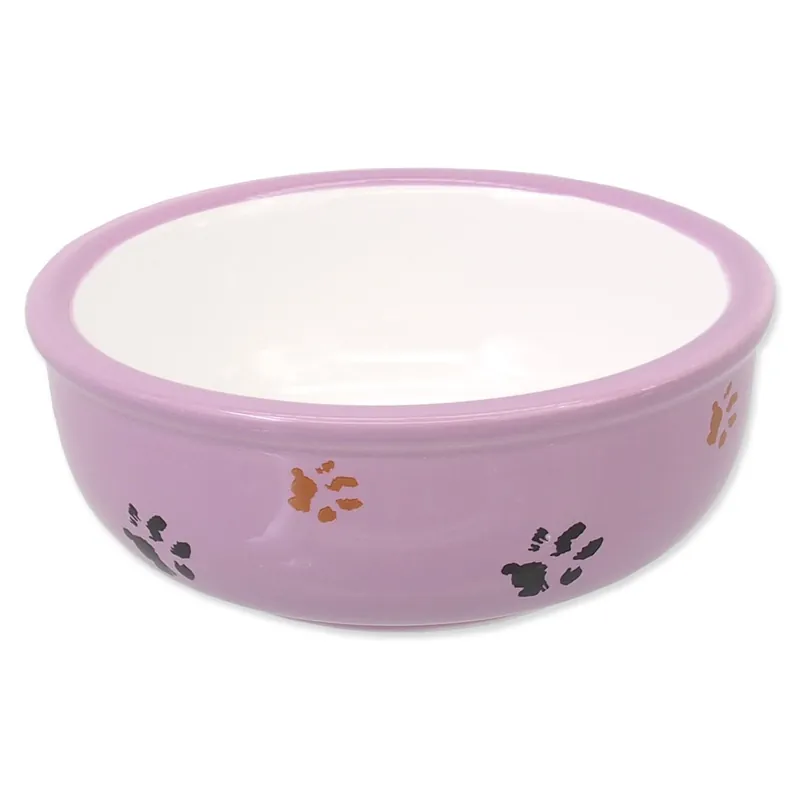 Novinka Magic Cat Miska keramická kočicí tlapka fialová 13 x 5 cm 330 ml