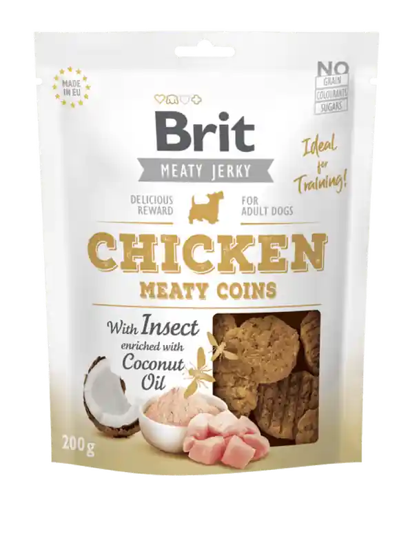 Brit Jerky Chicken with Insect Meaty Coins 200 g / exp. 5.6.26 Super Cena