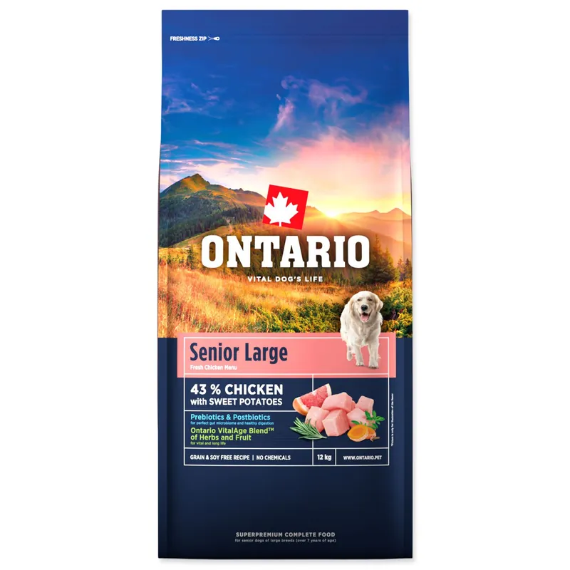 Ontario Senior Large Chicken & Sweet Potatoes 12 kg / exp. 4.27 Výprodej