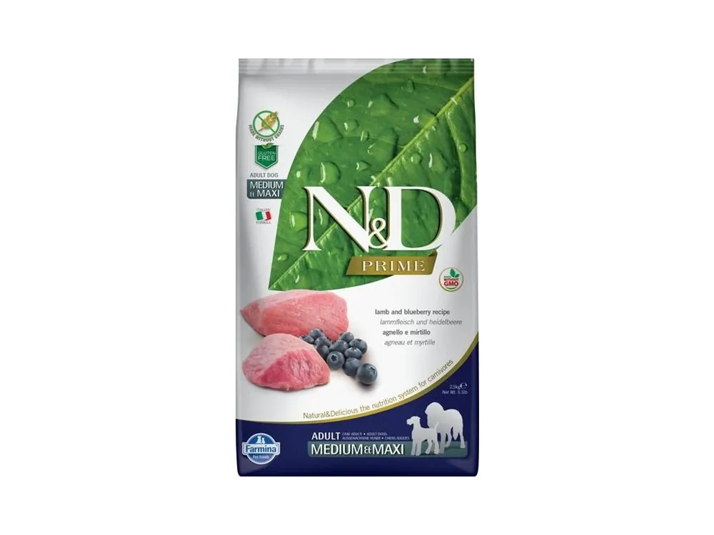 N&D PRIME Dog GF Lamb & Blueberry Adult Medium & Maxi 2,5 kg Přímo Od Výrobce