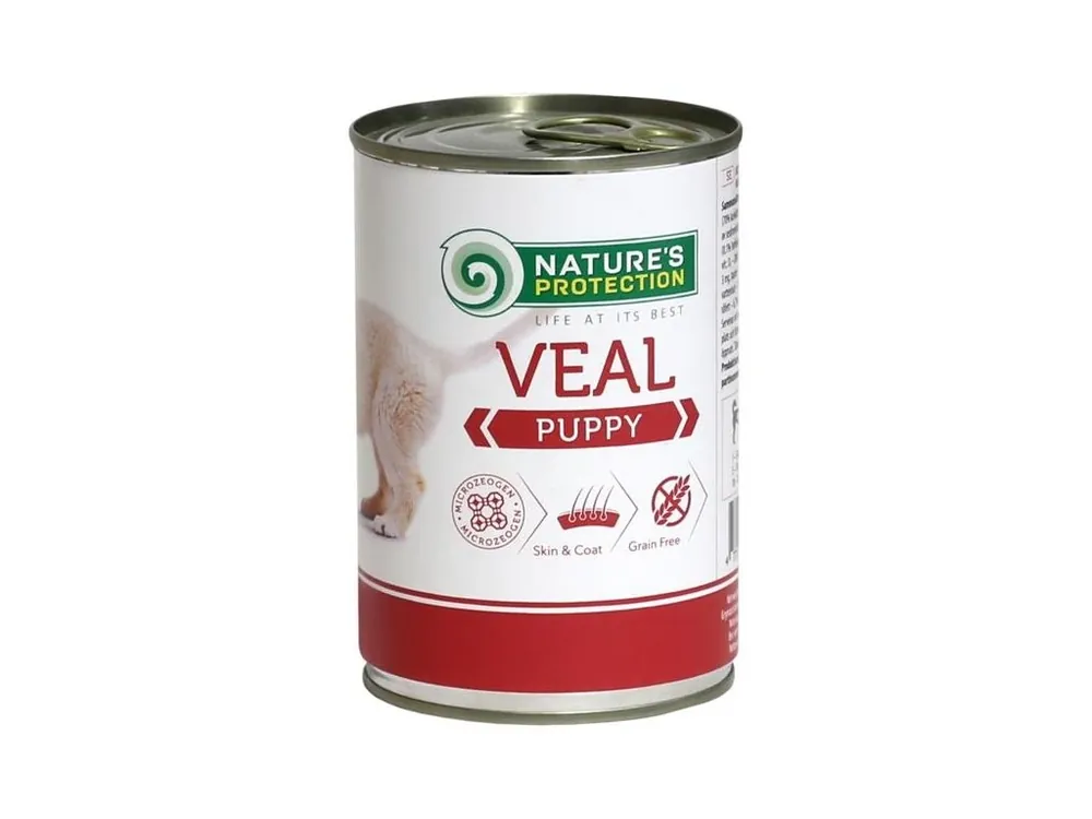 Vysoce Kvalitní Nature‘s Protection Dog konz. Puppy telecí 400 g