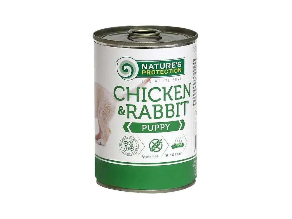 Výprodej Nature‘s Protection Dog konz. Puppy kuře/králík 400 g