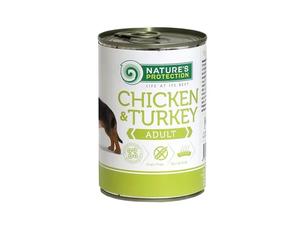 Nejlepší Cena Nature‘s Protection Dog konz. Adult kuře/krůta 400 g