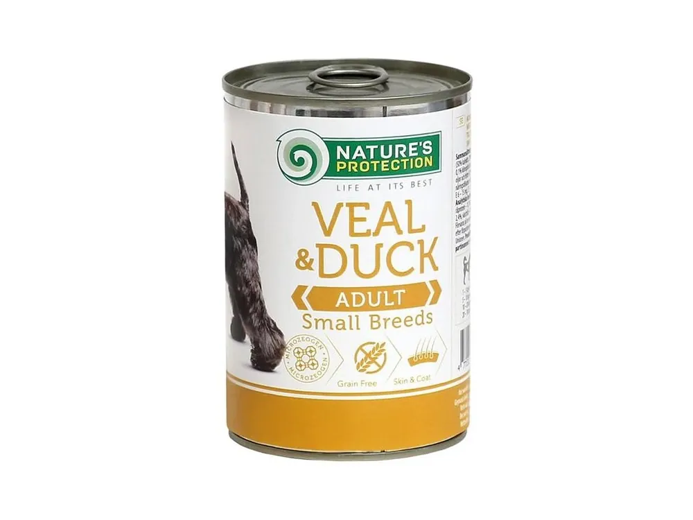 Top Prodej Nature‘s Protection Dog konz. Small telecí/kachna 400 g