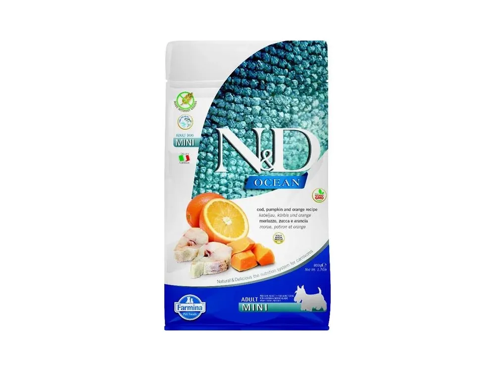 N&D OCEAN Dog GF Cod, Pumpkin & Orange Adult Mini 800 g Originální