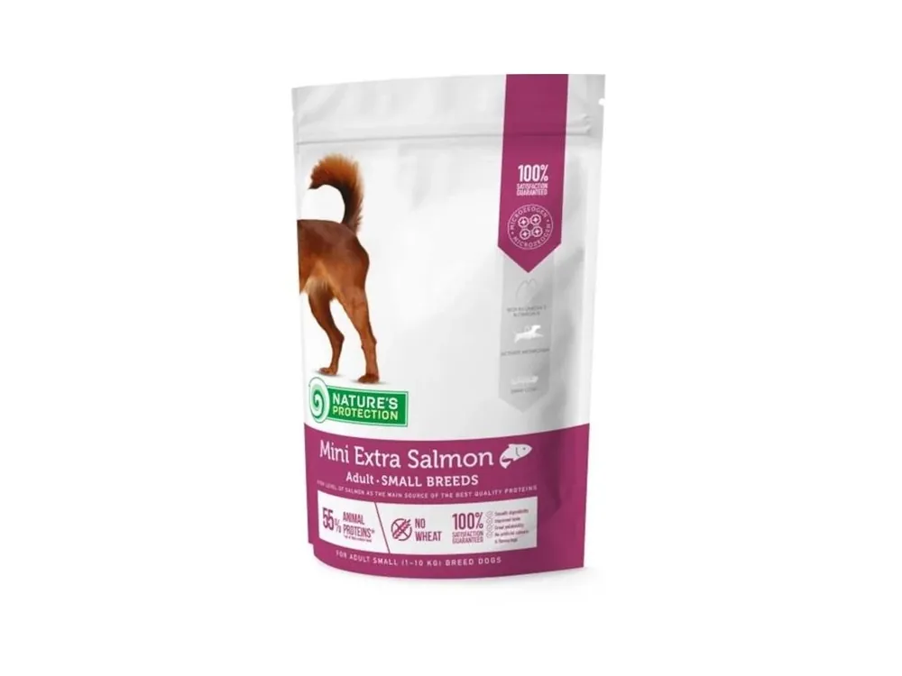 Cenově Výhodný Nature‘s Protection Dog Dry Adult Mini Extra Salmon 500 g