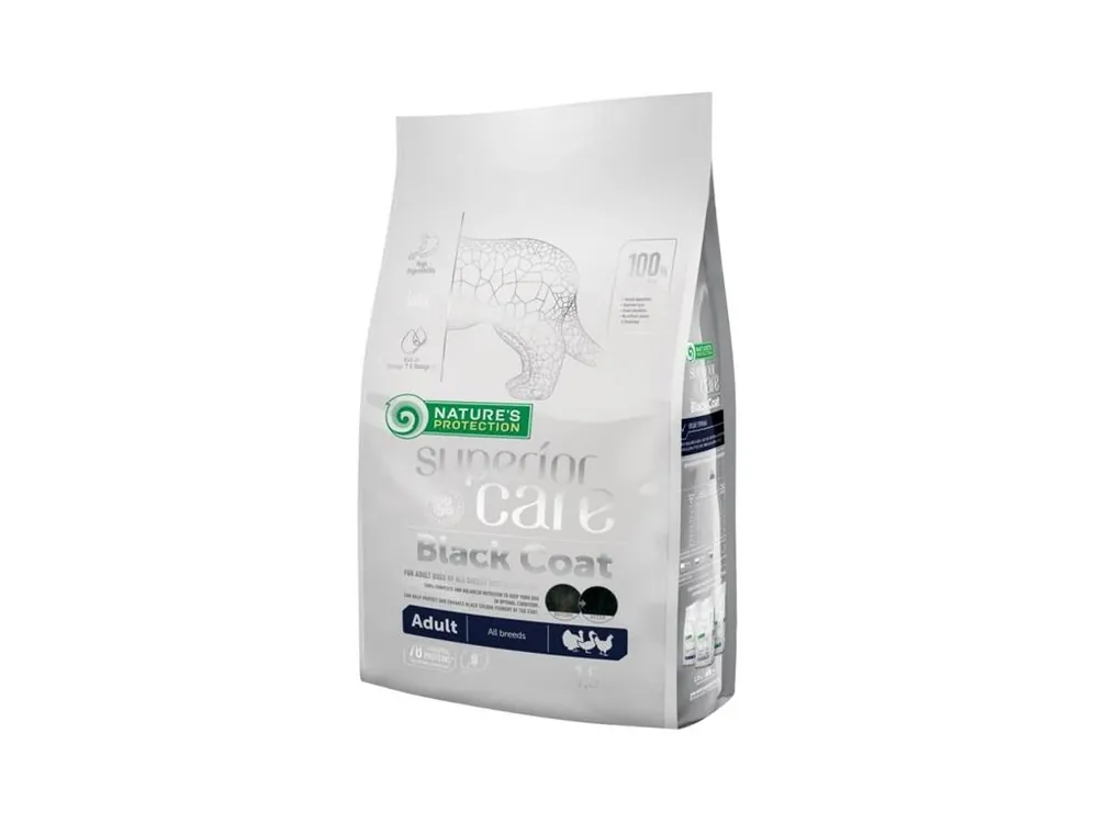 Vrácení Zdarma Nature‘s Protection Superior Care Dog Dry Black Coat Adult Poultry 1,5 kg