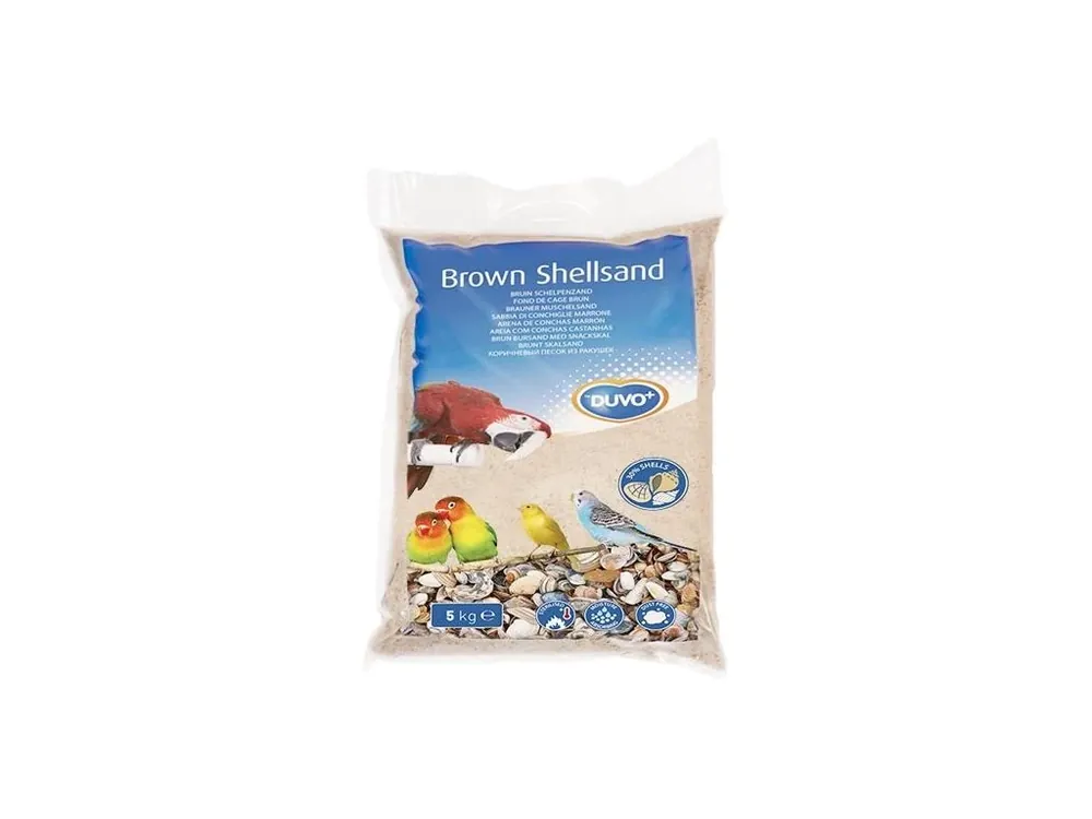 Písek hygien. pro ptáky hnědý+mušle Duvo 5kg Speciální Cena