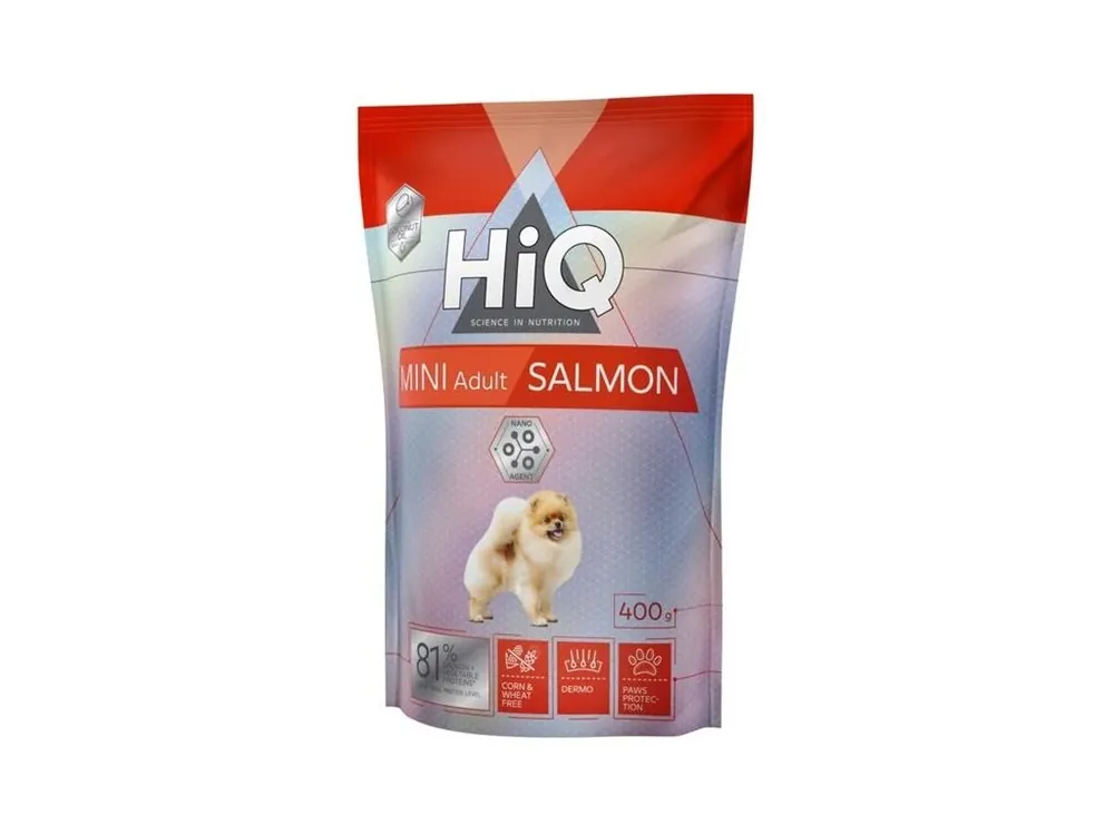 Tovární Cena HiQ Dog Dry Adult Mini Salmon 400 g