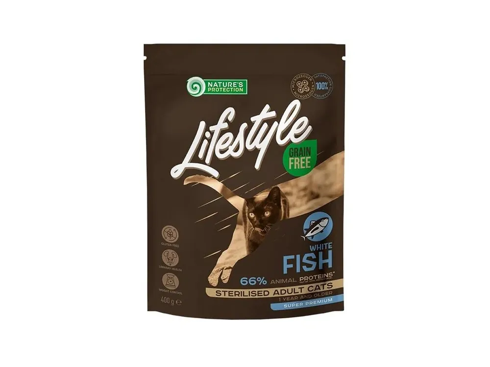 Top Prodej Nature‘s Protection Cat Dry LifeStyle GF Sterilised W.Fish 400 g