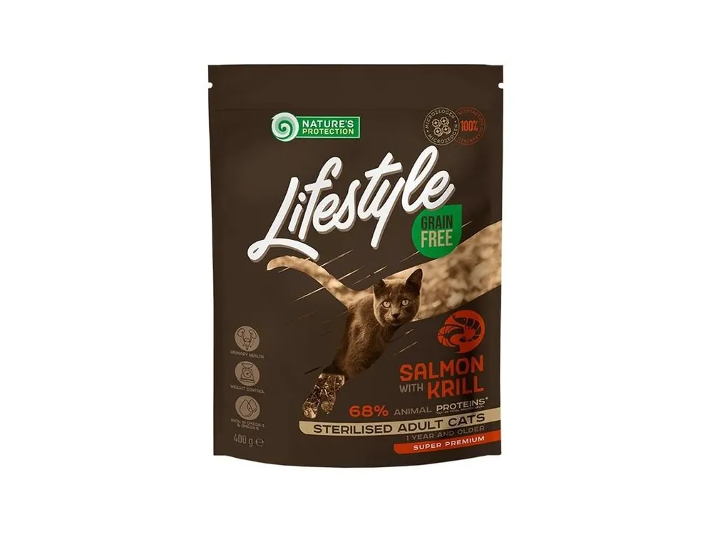 Nature‘s Protection Cat Dry LifeStyle GF Sterilised Salmon 400 g Horká Nabídka