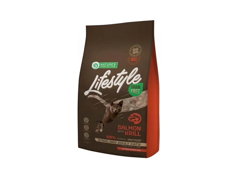 Nová Kolekce Nature‘s Protection Cat Dry LifeStyle GF Sterilised Salmon 1,5 kg