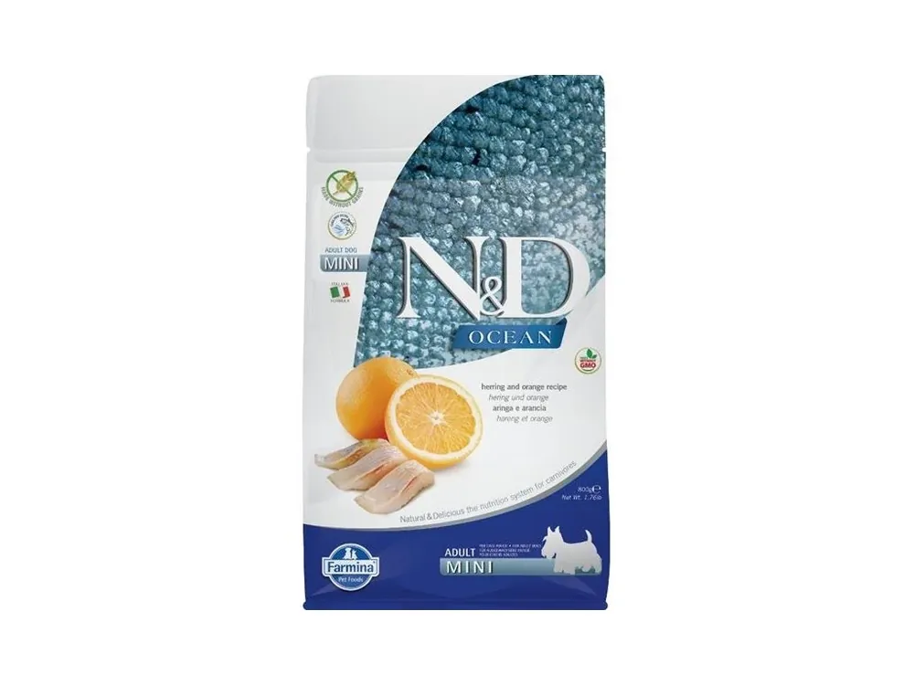 N&D OCEAN Dog GF Herring & Orange Adult Mini 800 g Dokud Zásoby Vydrží