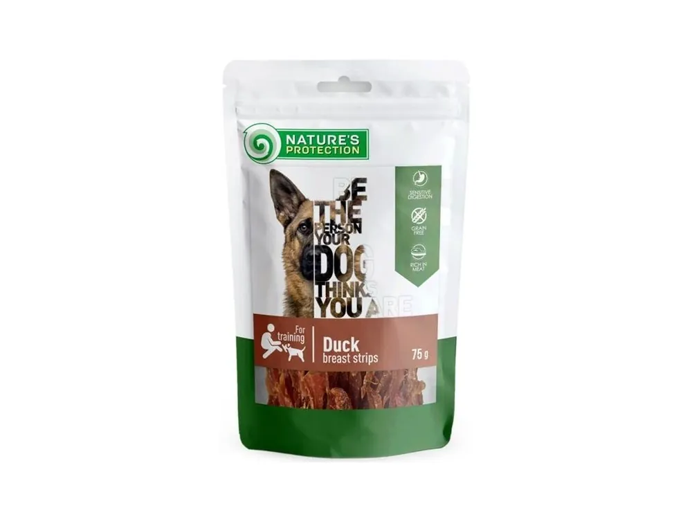Vrácení Zdarma Nature‘s Protection Dog snack kachní proužky 75 g