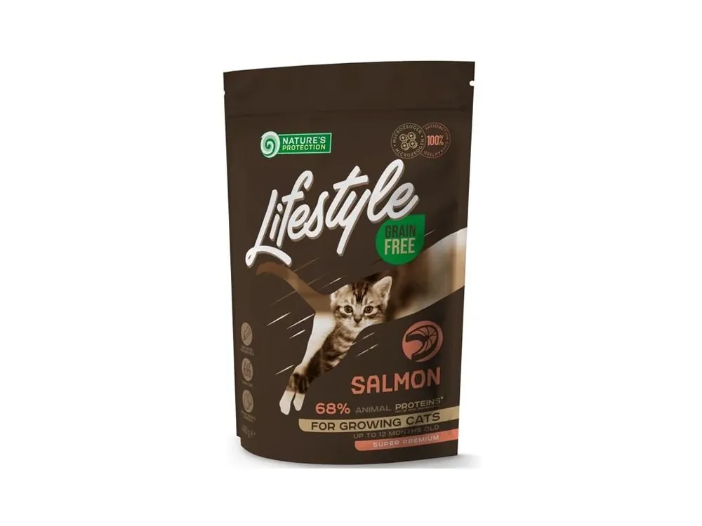 Nejlepší Volba Nature‘s Protection Cat Dry LifeStyle GF Kitten Salmon 400 g