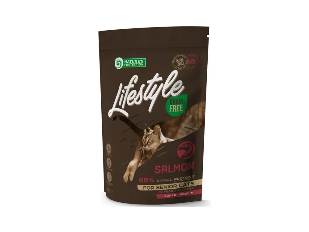 Nature‘s Protection Cat Dry LifeStyle GF Senior Salmon 400 g Cenově Výhodný