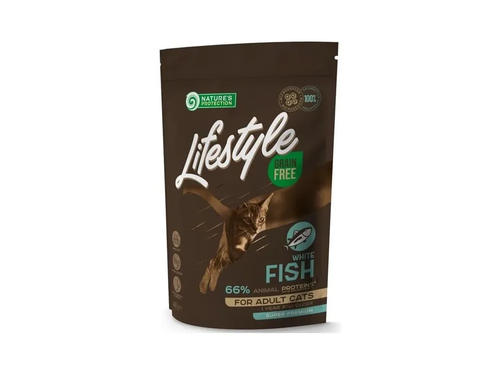 Akční Cena Nature‘s Protection Cat Dry LifeStyle GF Adult White Fish 400 g